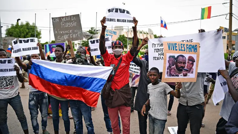 Pro-russische Protestanten in Mali