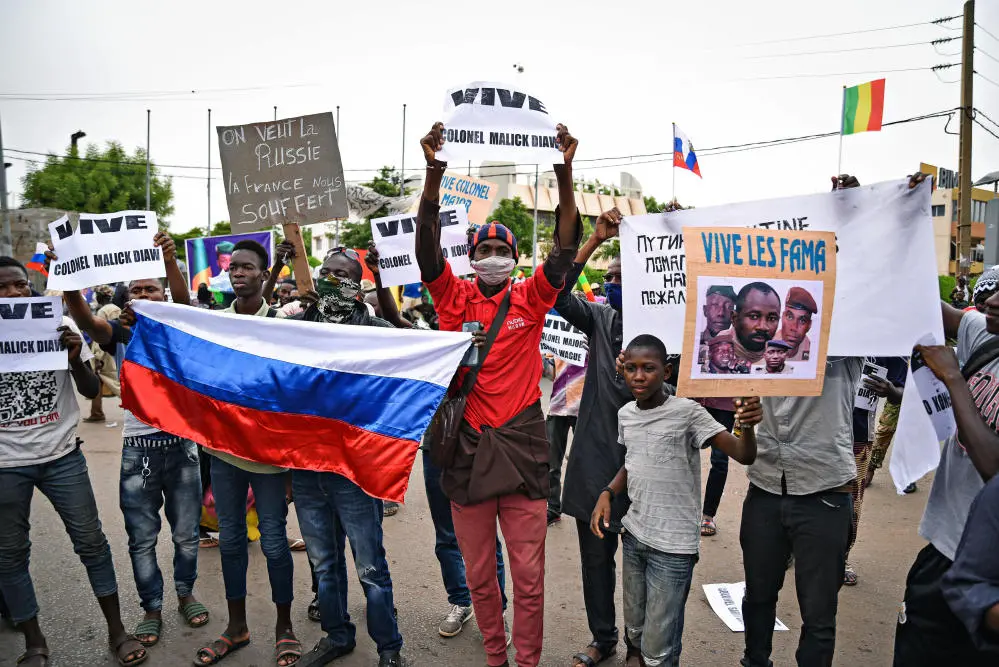 Pro-russische Protestanten in Mali