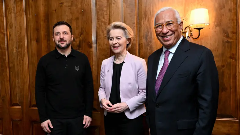 Wolodymyr Selenskyj, Ursula von der Leyen und António Costa