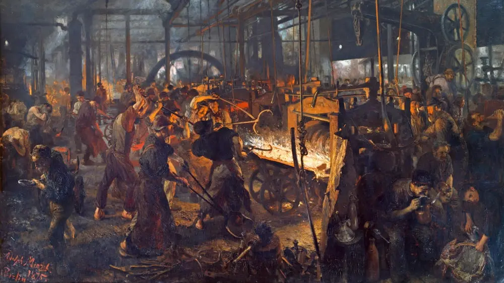 Ölgemälde "Das Eisenwalzwerk" von Adolph von Menzel