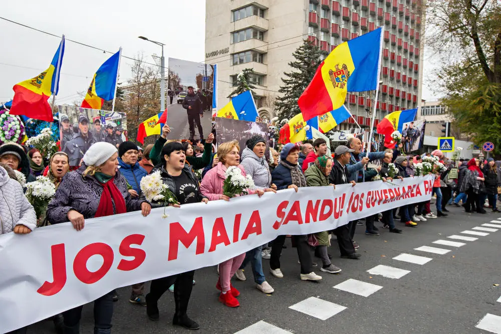 Demonstrierende in der moldauischen Hauptstadt Chisinau.