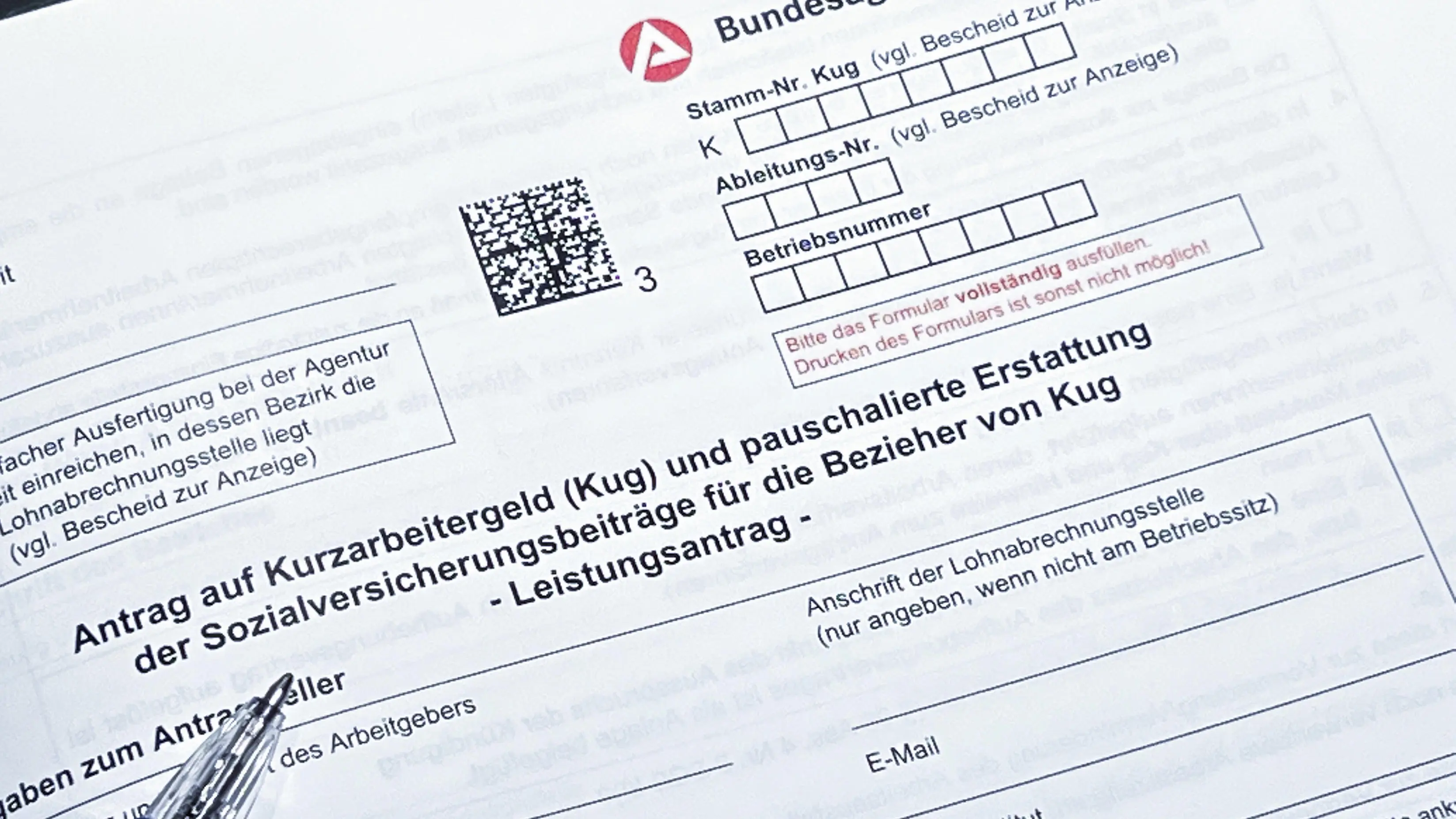 Antrag auf Kurzarbeitergeld