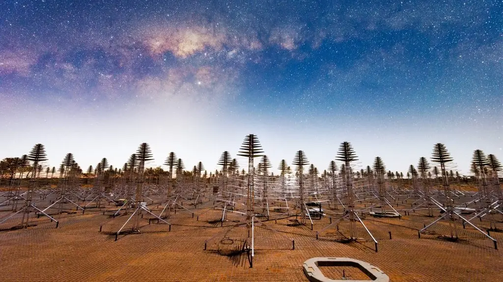 Das Radioteleskop Square Kilometre Array (SKA) im Murchison Radioastronomie-Observatorium, Westaustralien