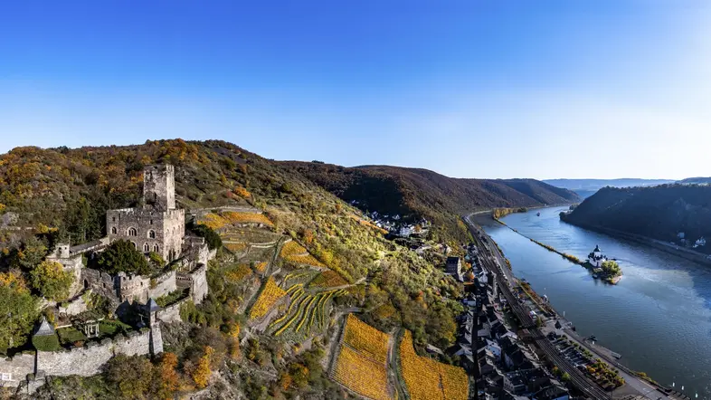 Luftaufnahme vom Rhein und die umliegende Natur