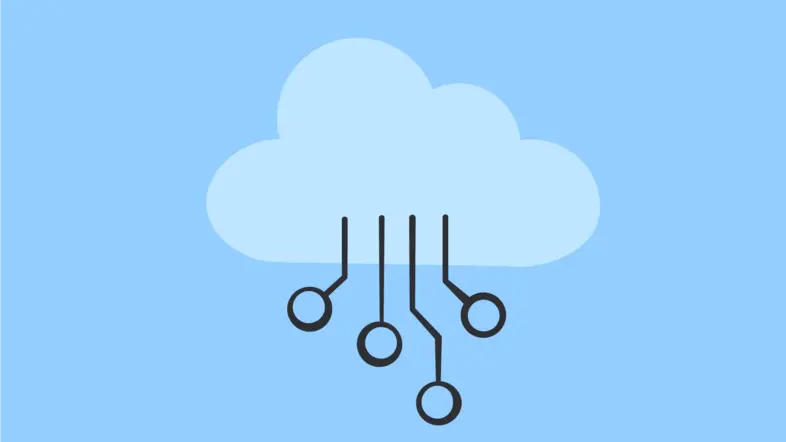 Illustration einer Wolke mit Computerplatine.