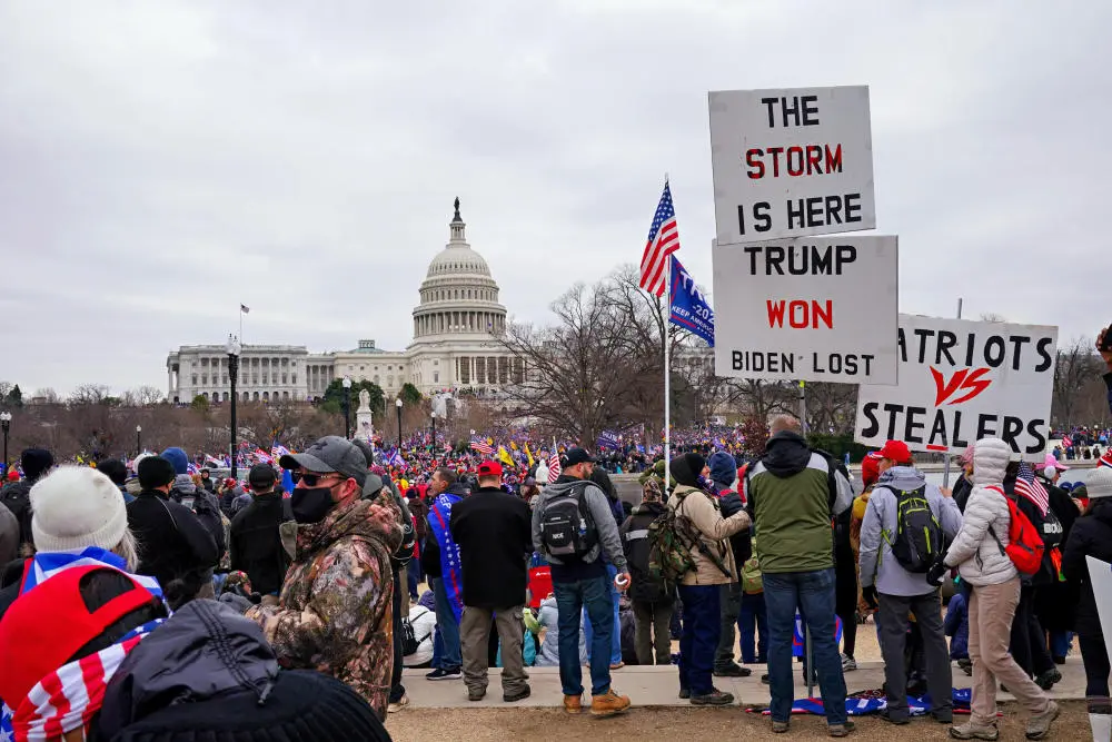 6. Januar 2021: Trump-Anhänger vor dem Sturm auf das Kapitol in Washington. 