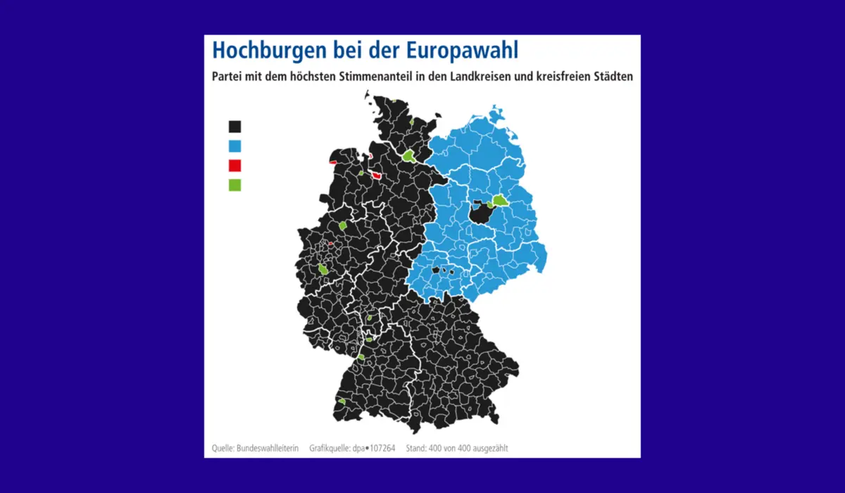 Grafik zu den Ergebnissen der Europawahl in den deutschen Landkreisen