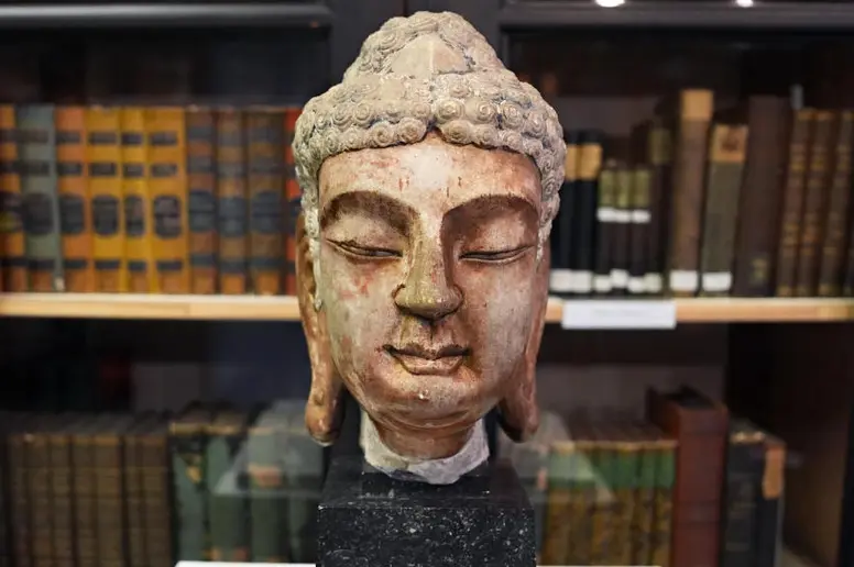 Ein Buddha-Kopf aus Marmor steht im Museum am Rothenbaum.