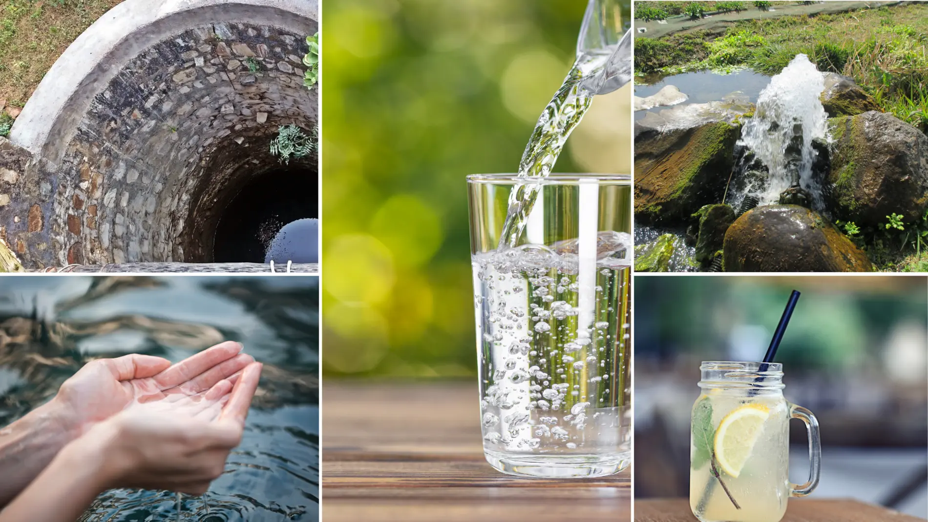 Eine Collage mehrerer Fotos mit Wasser-Bezug