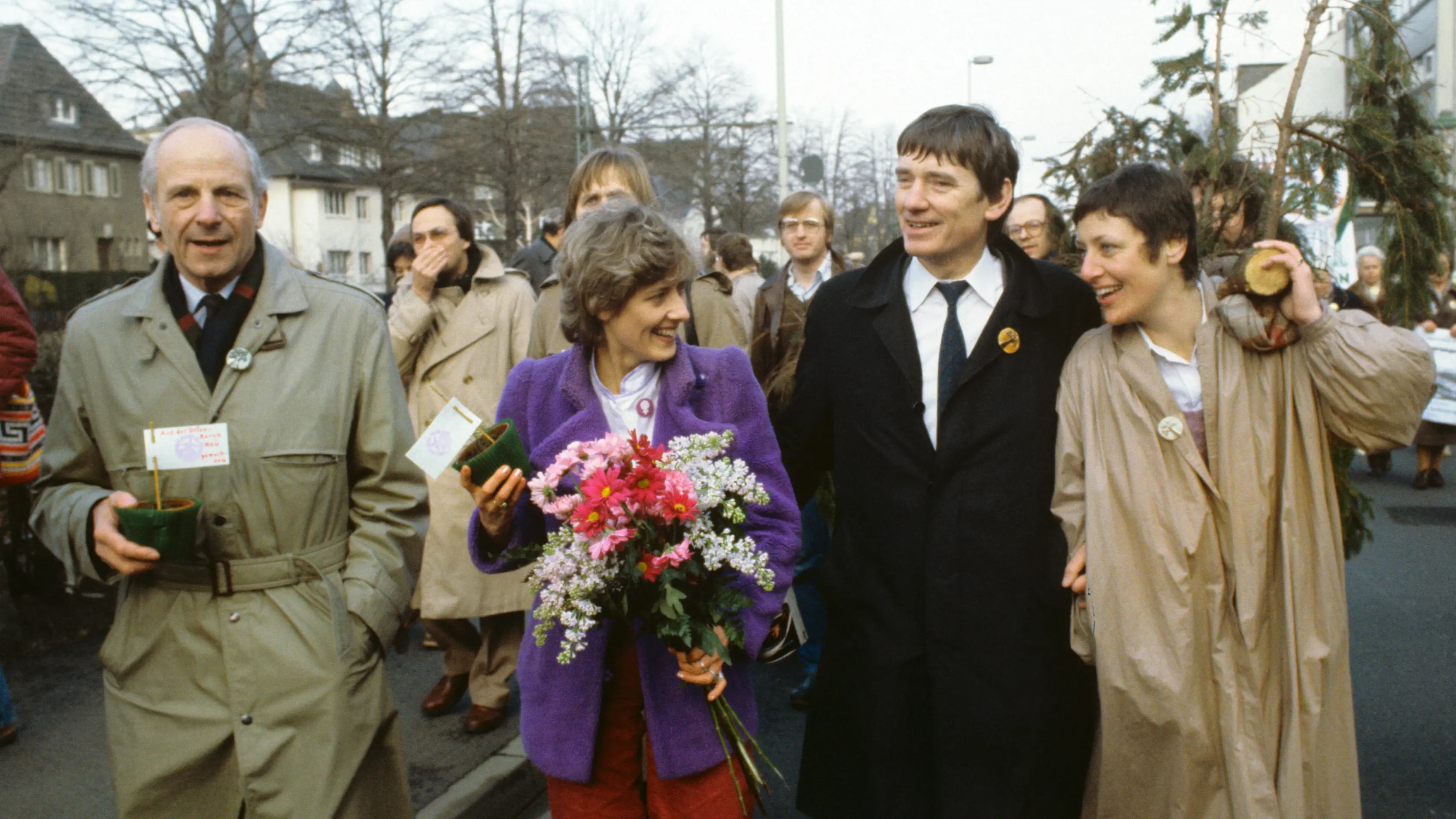 Gert Bastian, Petra Kelly, Otto Schily und Marieluise Beck-Oberdorf