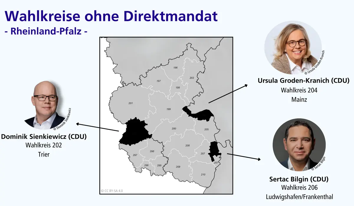 Grafik zu Wahlkreisen in Rheinland-Pfalz ohne einziehenden MdB