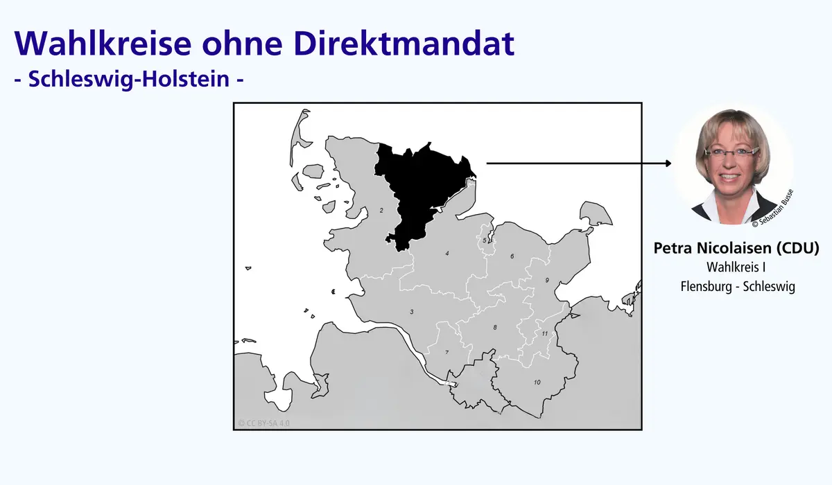 Grafik zu Wahlkreisen in Schleswig-Holstein ohne einziehenden MdB