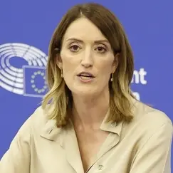 Roberta Metsola während ihrer Rede im EU-Parlament
