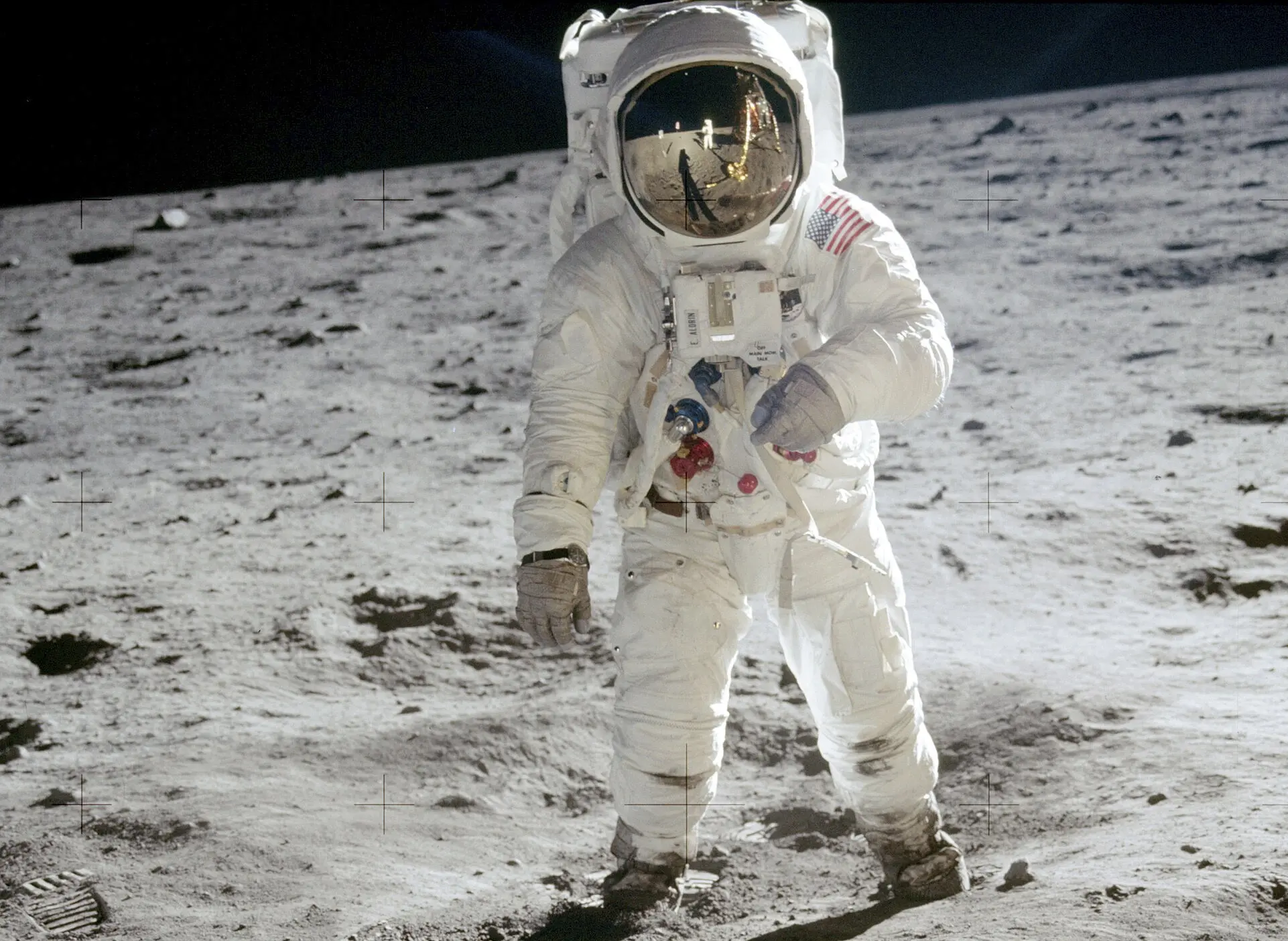 Buzz Aldrin im Jahr 1969 auf dem Mond