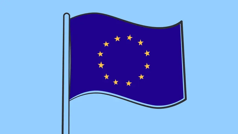 Ein Abbild der wehenden Flagge der Europäischen Union