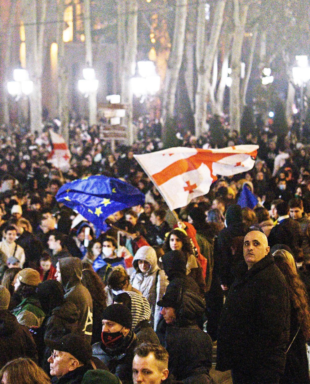 Demonstration Anfang März 2023 in Tiflis, Georgien.
